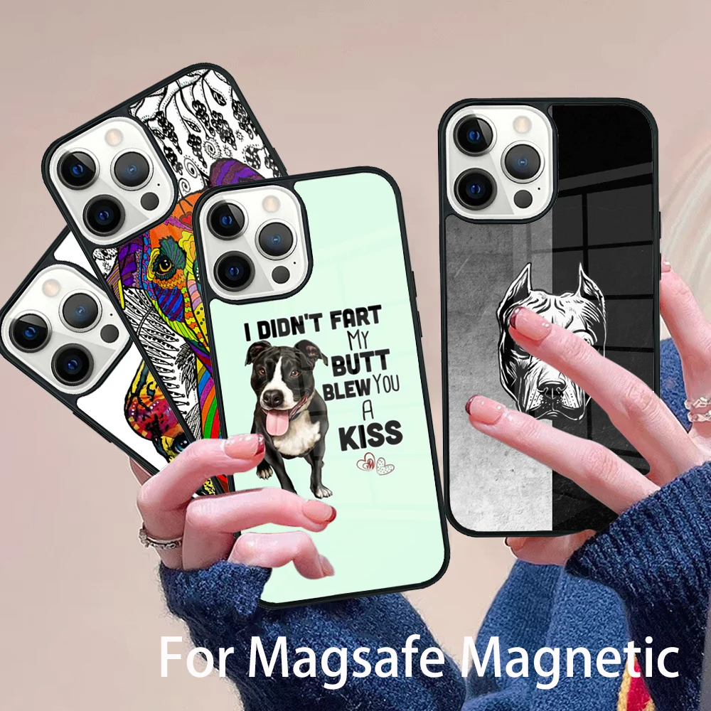 

Pit Bull Lovely Dog Pitbull Phone Case Magesafe Magnetic Wireless Charge Cover For IPhone 16 11 12 13 14 15 Pro Max Plus Mini