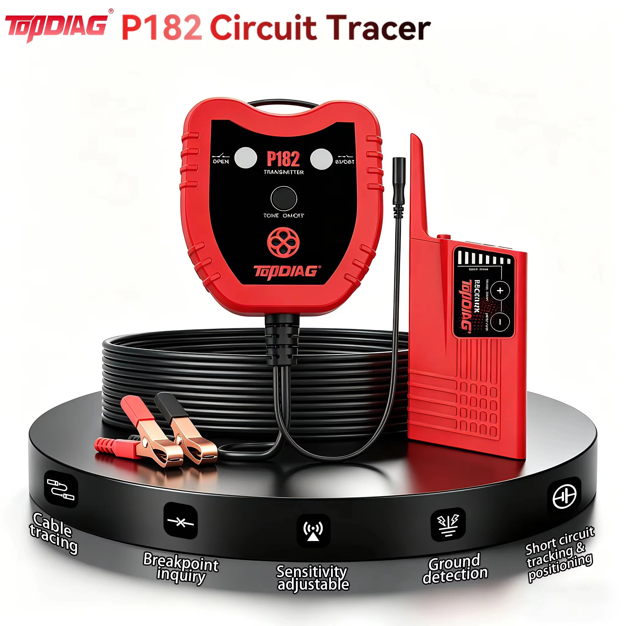 Topdiag 182 Professional Wire Tracker Circuit Breaker Finder Electric Cable Locator Line Detector Continuity Tester Auto Repair