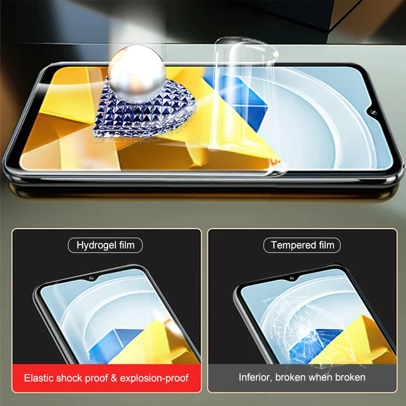 3in1 Ống Kính Máy Ảnh Bảo Vệ Hydrogel Cho Xiaomi Poco M5 M 5 5 M PocoM 5 PocoM5 6.58 Inch Trong Suốt tấm Bảo Vệ Màn Hình Phim Bao