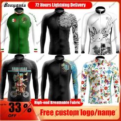 2023 New Team Cycling Jersey Set Long Sleeve Mountain Bike Cycling Clothing Breathable MTB Bicycle Clothes Wear for Mans