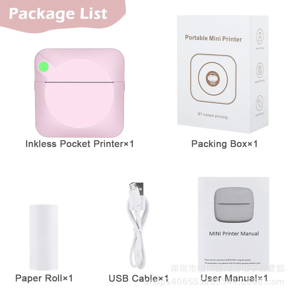 Mini Printer Student Label Portable Bluetooth Photo Thermal Printer
