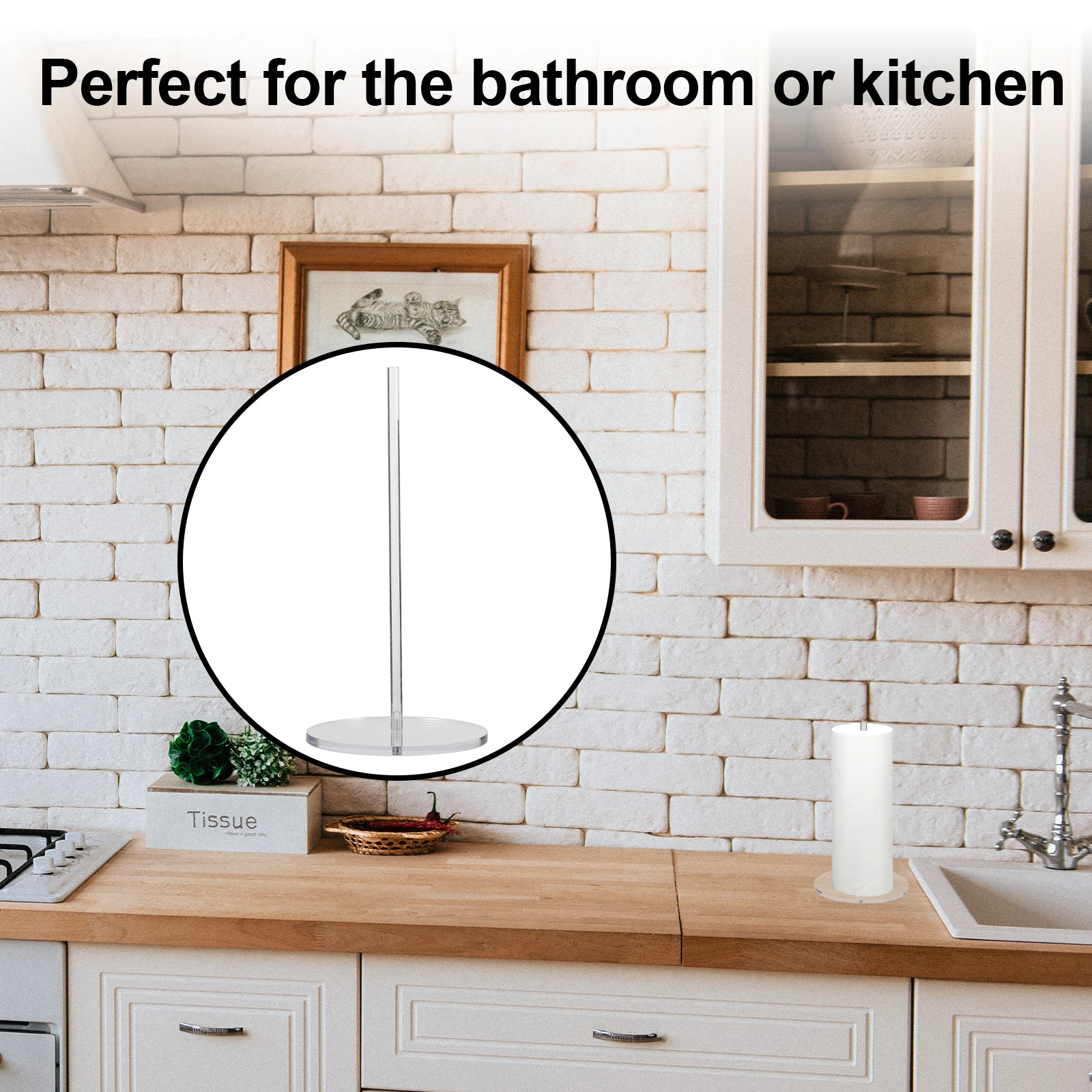 

Transparent Acrylic Roll Paper Holder Table Tissue Stand Kitchen Roll Towel Holder Vertical Paper Towel Stand Space