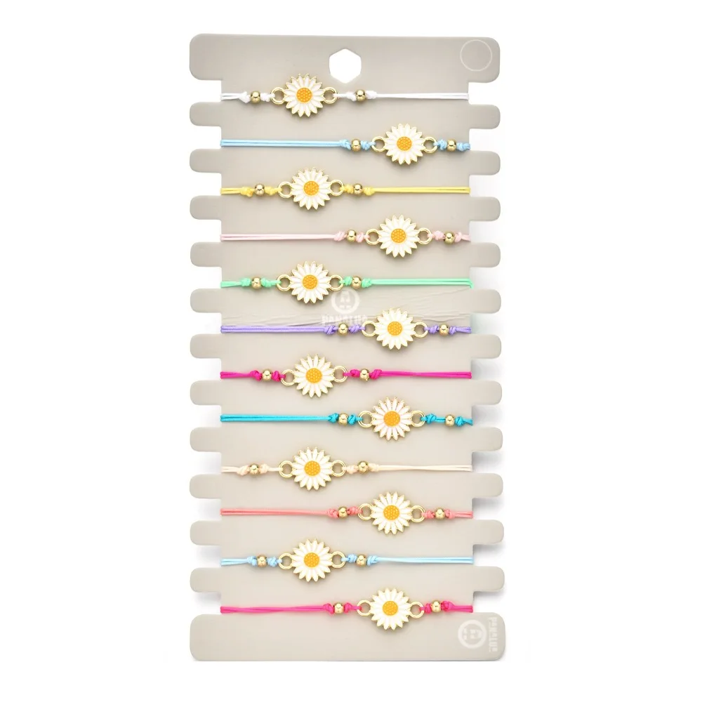 

12Pcs Hot multi-gold Daisy multi-color bracelet Fashion simple Sunflower men's and women's adjustable bracelets