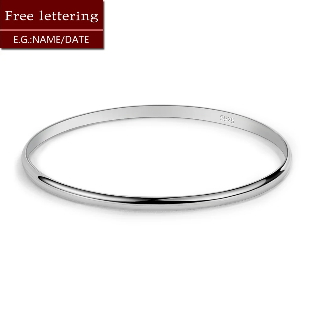 

925 Sterling Silver Trendy Simple Creativity 3MM Thick Diameter 60 mm -65 mm -68 mm Bracelet Elegant Delicacy Jewelry Gifts For