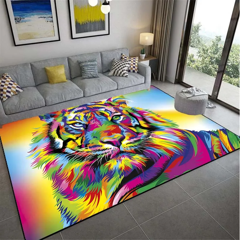 Leopard Tiger Anti-Slip Carpet Living Room Comfortable  Floor Mat Bedroom   Home