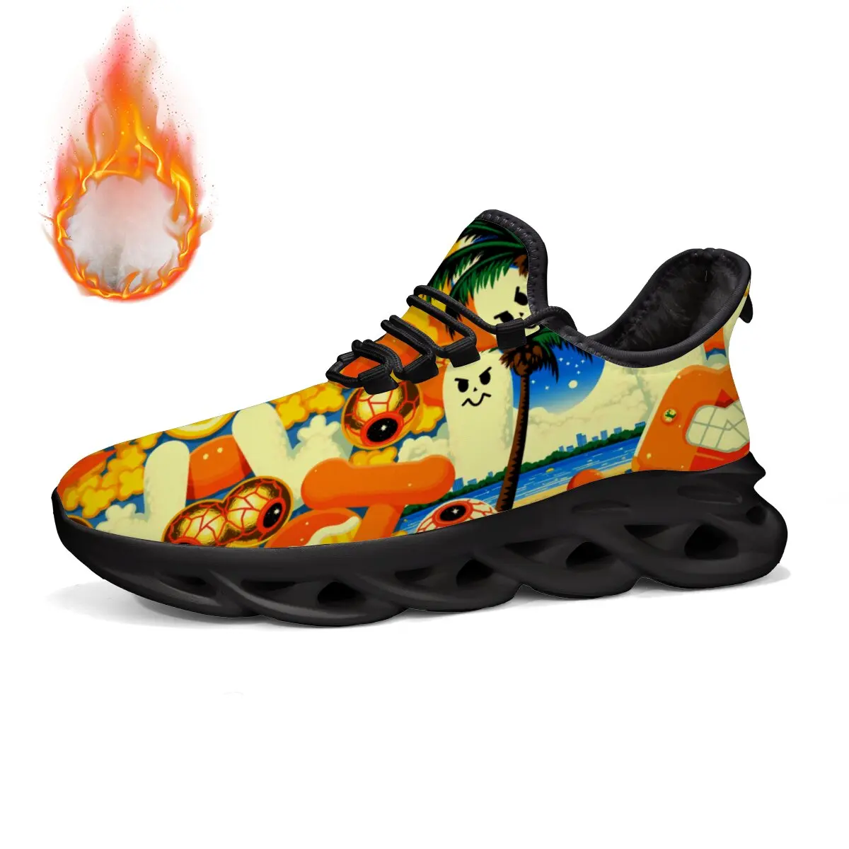 

Зимние красочные кроссовки с принтом тыквы для мальчиков, обувь на платформе с героями мультфильмов на Хэллоуин, легкие сетчатые кроссовки для бега, повседневная обувь для девочек