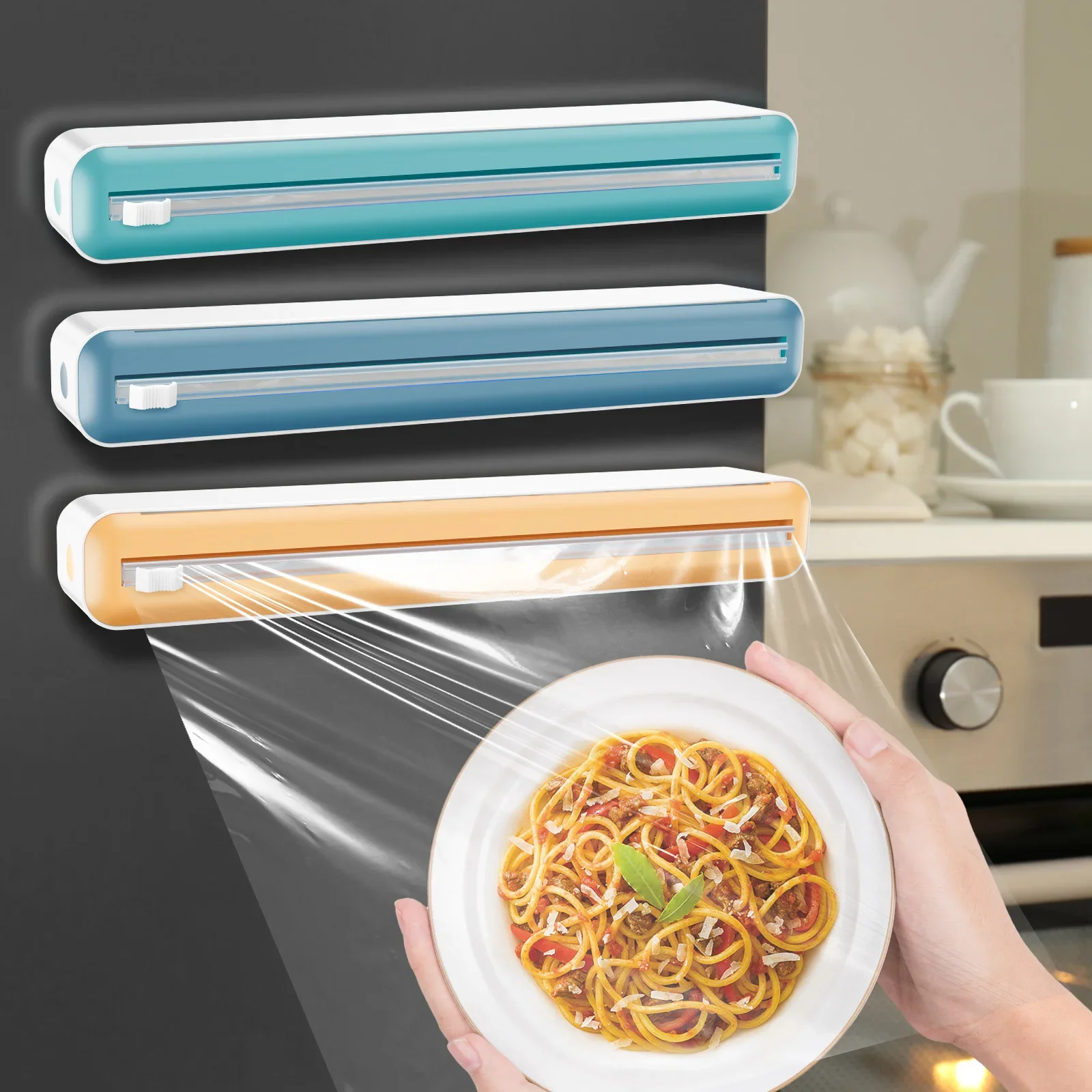 3Pcs Cling Film Dispenser Wrap cutter Plastic Wrap Dispenser with Sliding Cutter for Kitchen aluminum foil and film kitchen tool