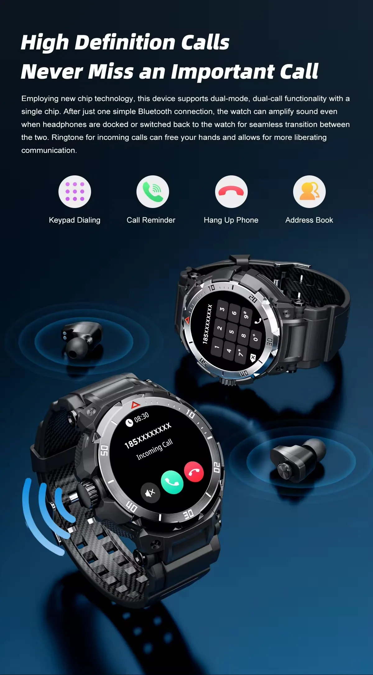GT100 Pro سماعة أذن ذكية ، كومبو TWS لاسلكي ، سماعات أذن بلوتوث تتحدث ، سماعة تشغيل الموسيقى ، 2 في 1 ، ترقية جديدة