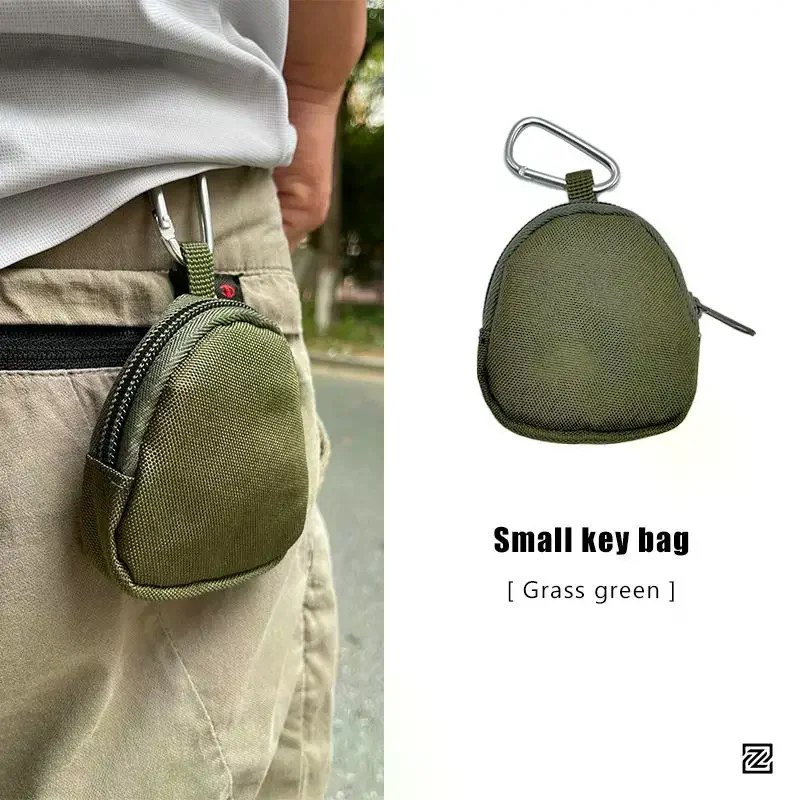 Men Wear-resistant Coin Purse Portable Keychain Pouch Compact Zipper Pocket Small Storage Bag for Hiking Camping Outdoor