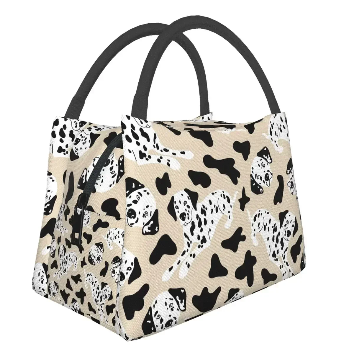 NOISYDESIGNS Dalmatian Dog Print Portable Lunch Bag Large Capacity Picnic Food Bag Oxford Cloth Insulation Handbag Cooler Bag