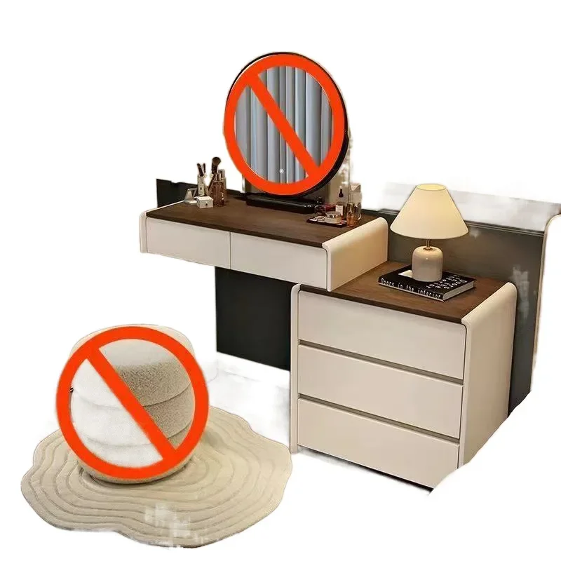 

New bedroom dresser modern simple cream style skirting line light luxury premium table all solid wood dresser