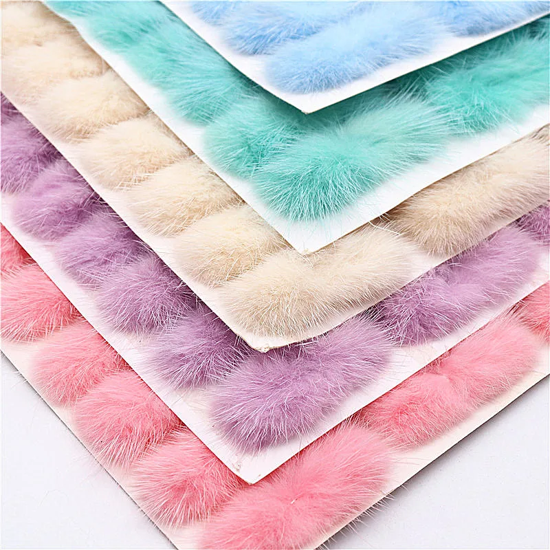 Natural Mink Fur Pompones 3*7cm Fur Bowknot Soft Pompoms ball DIY Pom Pom Handmade Headdress Clothing Hats Supplies Wholesale