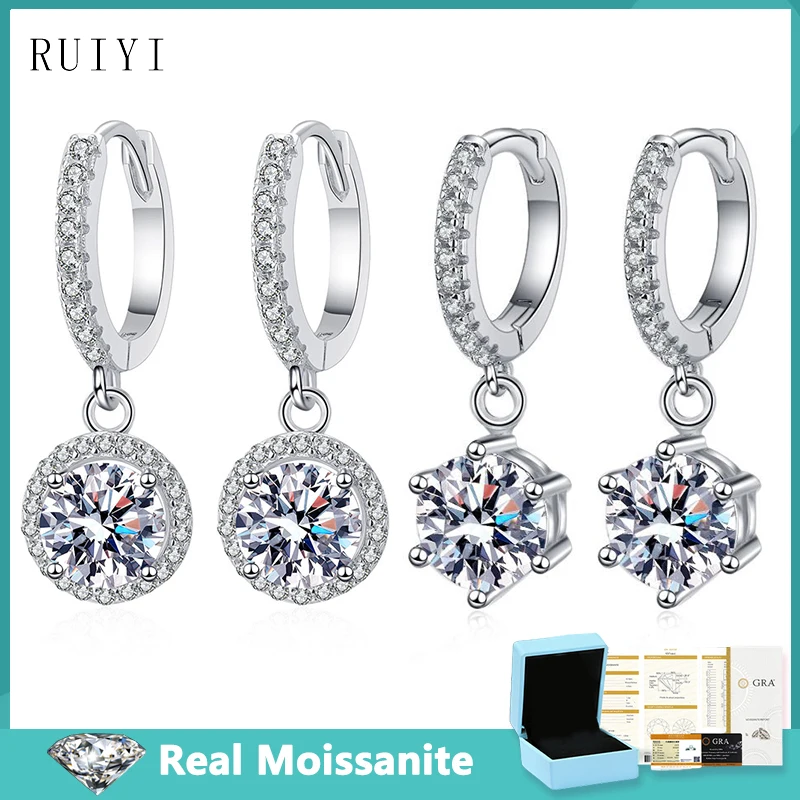 

Серьги-подвески женские из серебра 0,5 пробы с муассанитом 925-1 карат