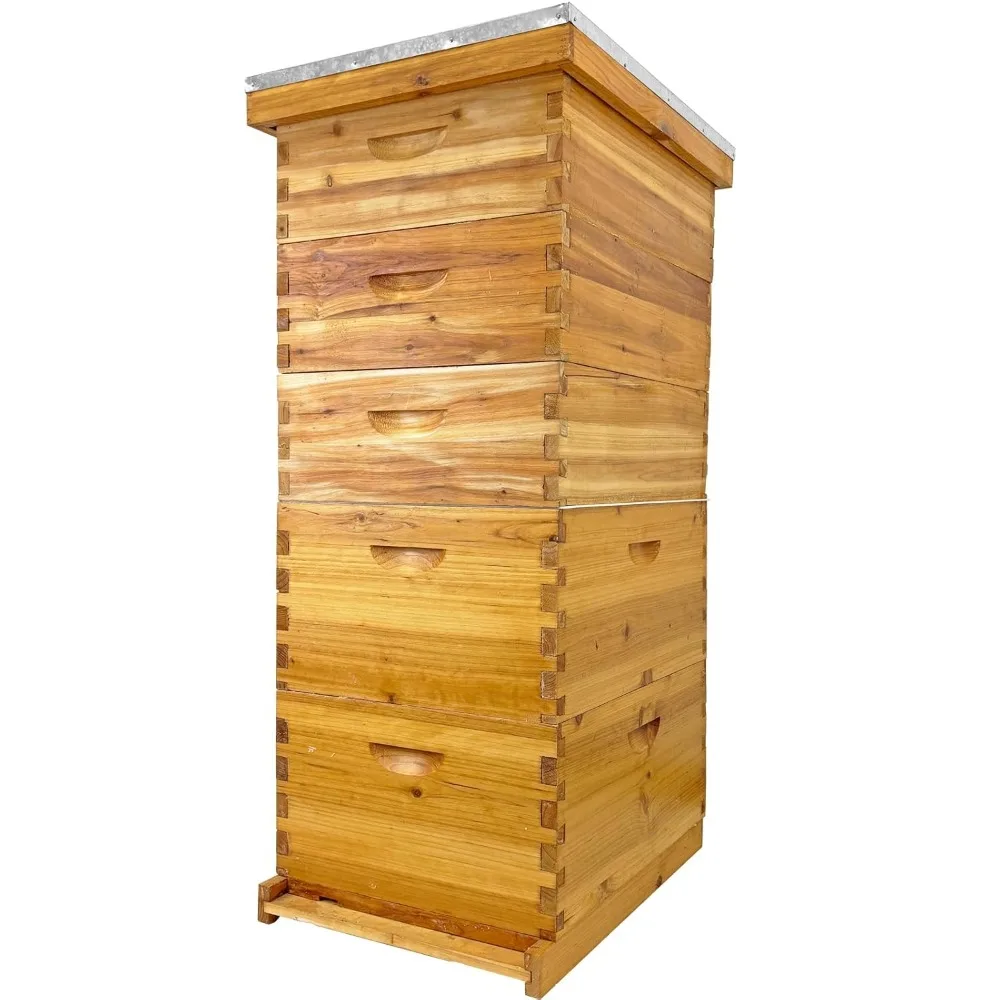 

3-Layer Langstroth Beehive Kit with 100% Beeswax Coating – 2 Deep Boxes & 1 Medium Super, No Frames Included