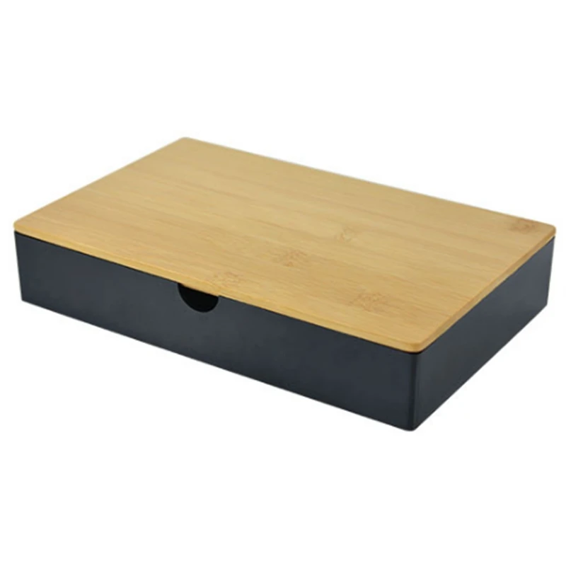 Storage Box With Bamboo Lid Desktop Organizer Cosmetic Rack Wooden Storage Box Cosmetic Organizer Makeup Storage