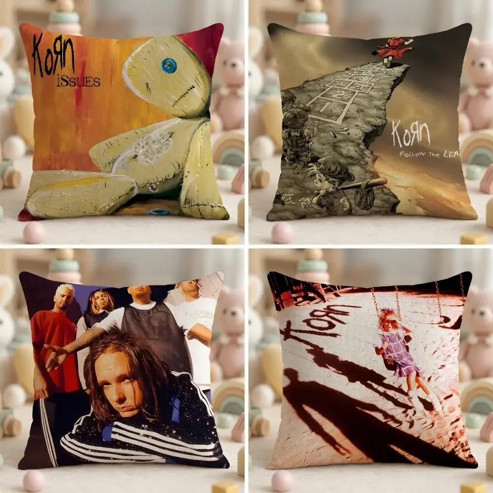 Rock Band K-Korn-Follow the Leader Cushion Cover Soft Plush Fabric Double-Sided Printed Pillowcase for All Seasons Home Decor