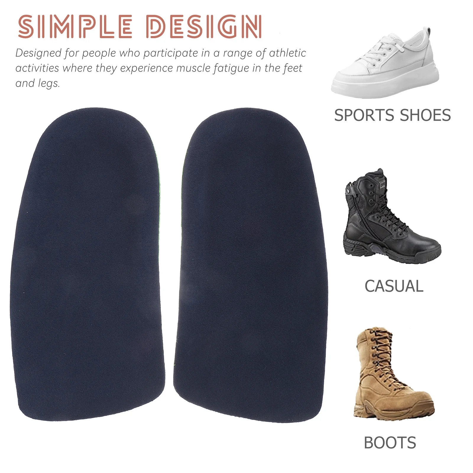 

1 Pair Damping Insoles Arch Support Thin Shoe Cushions For Outdoor Sports Size Blue Foot Care Pads Sports Insoles