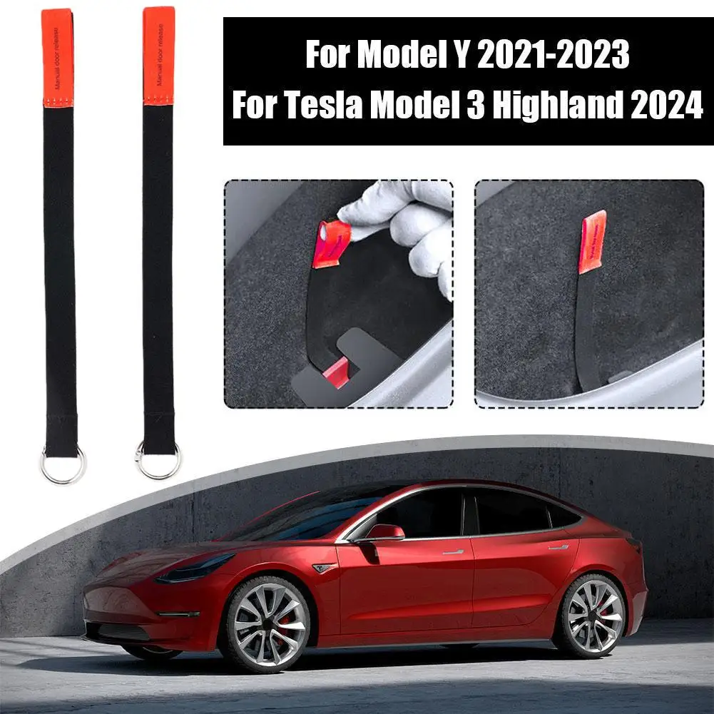 Rear Door Emergencies Safety Pull Rope For Tesla Highland 2024 For Model Y 2021-2023 Emergency Handle Car Accessory 2PCS T8I0