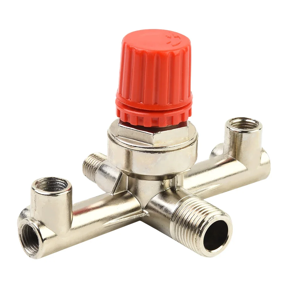 Original Gas Gauge Compatible Double Outlet Tube Air Compressor Switch Pressure Regulator Valve Zinc Alloy Material