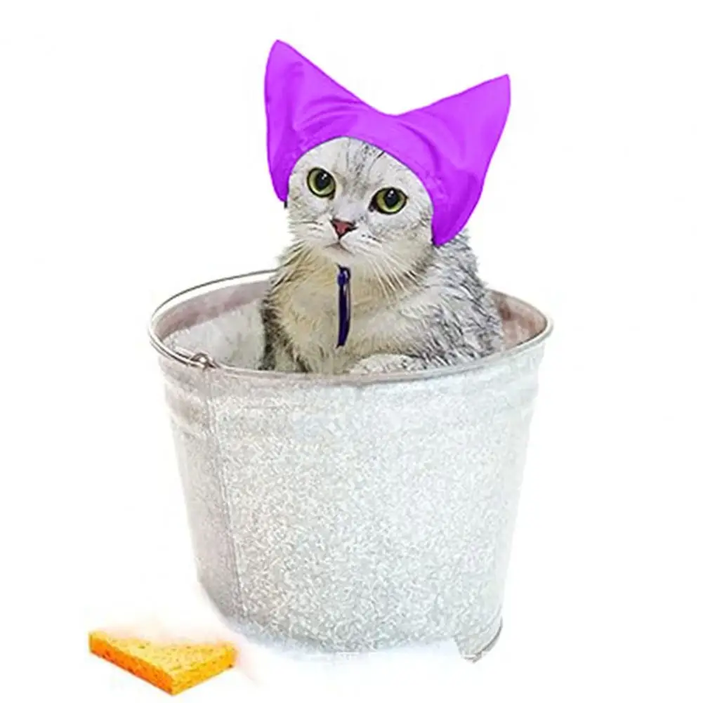 

Pet Grooming Hat Adjustable Waterproof Cat Shower Cap with Ear Cover for Bathing Washing Raining Moisture for Cats