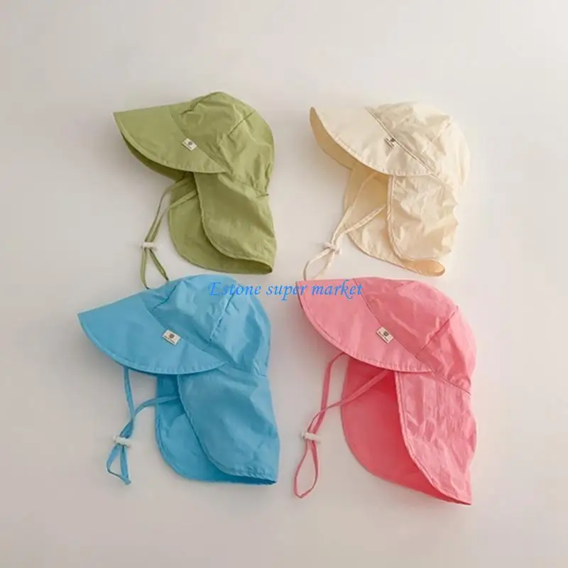 090B Baby Hat Shoulder Cover Kids Sun Hat with Wide Brim Sun Protections Hat for Kid