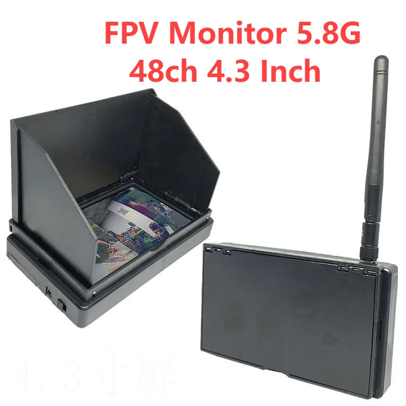 FPV Monitor 5.8G 48CH 4.3 Inch Lcd 480x272 16:9 Ntsc/pal Auto Search W/ Osd Build-in Battery For Rc Drone Racing Multi Rotors