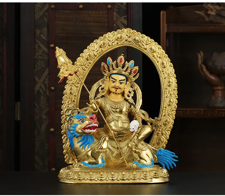 33cm Large High grade gilding golden buddha statue Asia Buddhism GOOD LUCK CAI SHEN God of wealth Vaisravana