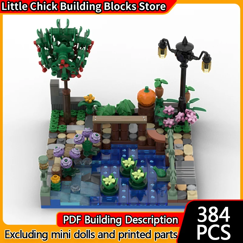 

City Street View Model MOC Building Bricks The Pond In The Garden Modular Technology Children Holiday Gifts Assemble Toys Suit