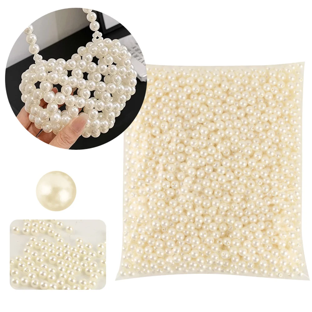 3mm-12mm Mix size Pure White/Pearl wtraight holes round imitation plastic pearl beads for needlework & Jewelry Making