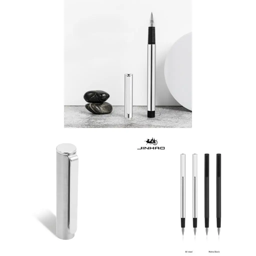 Matte Black Fountain Pen Fine Metal Nib 65 Series Pen All Steel/ Matte for Business Office Writing