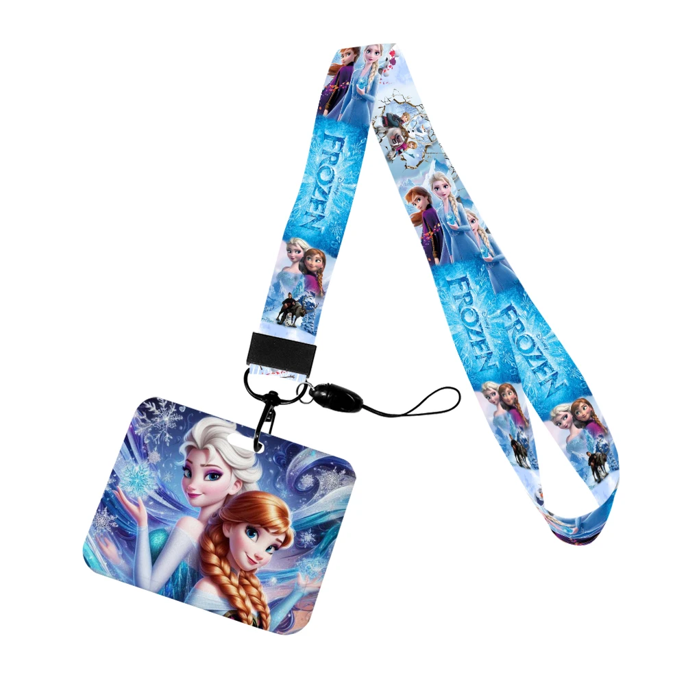 Disney frozen 2 princesa elsa anna animeted cordão telefone corda para id crachá titular pescoço cinta chaveiro cartão estudante meninas presentes