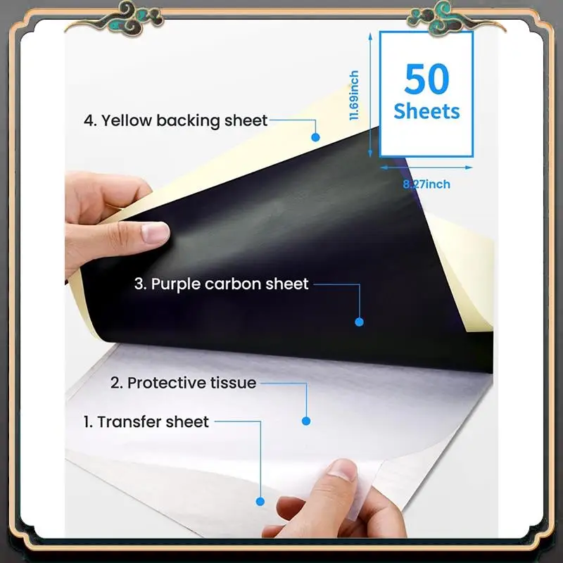 Reliable-Tattoo Transfer Paper, 50 Sheets Tattoo Stencil Paper For Tattooing, Compatible With M08F Printer, A4 Size