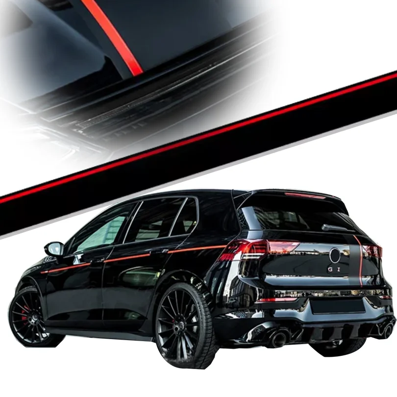 

Car Modified Racing Head Hood Tail Waist Line Decal Precut Matte Stripe Vinyl Graphic Stickers Accessories for VW Golf 8 MK8
