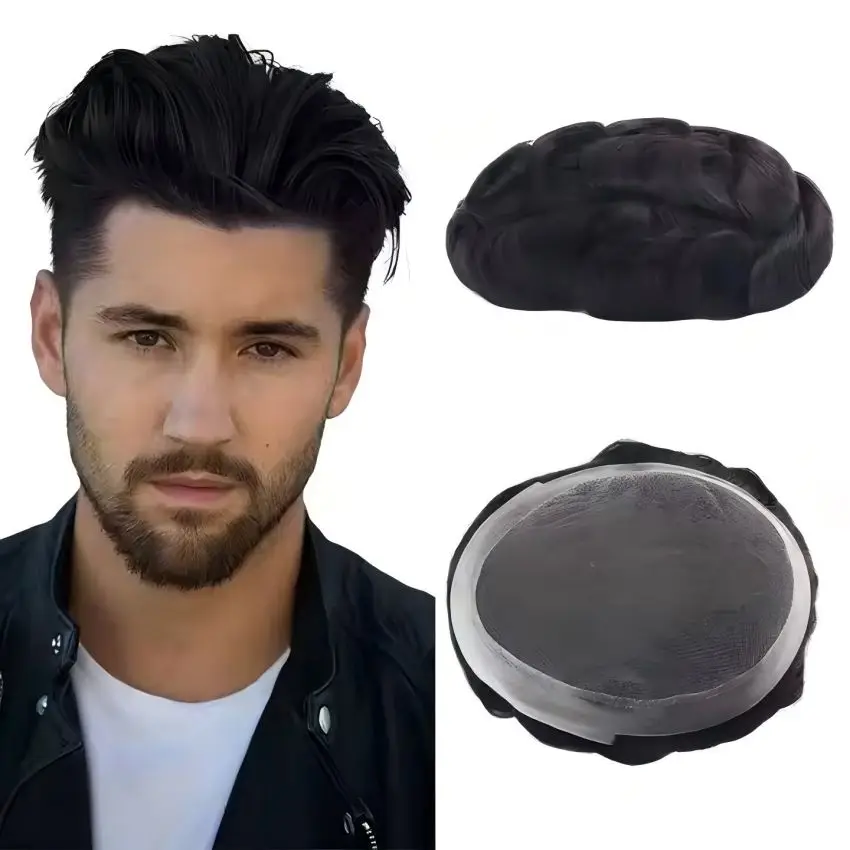 

AU Luxury Popular - 100% мужской парик 8*10, натуральный цвет, мужской парик, парик для наращивания волос, человеческие волосы