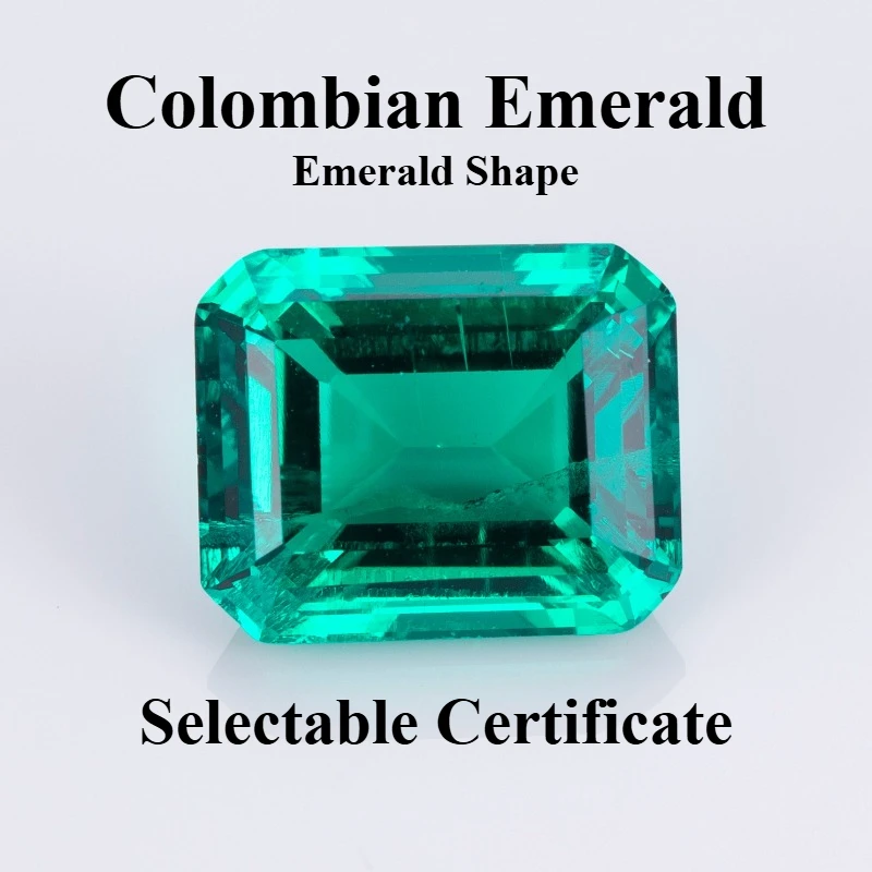 

Lab Grown Colombian Emeralds Emerald Cut Charms Gemstone for DIY Jewelry Ring Necklace Earrings Making Selectable Certificate