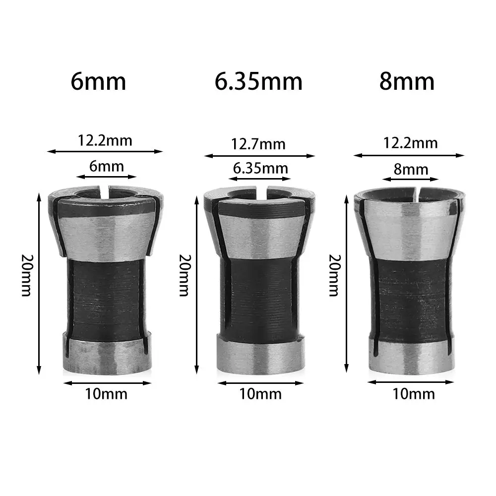 1-3Pcs 6.35mm 8mm 6mm Milling Cutter Accessories Engraving Collet Machine Router Collets Set Chuck