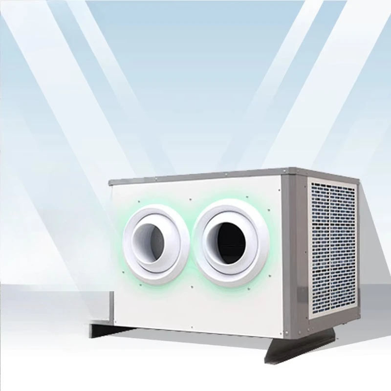 Energy-efficient industrial cooling: split air conditioning with scroll compressor, housing AC, and solar options