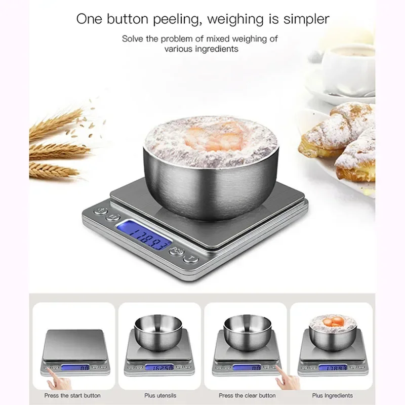 

0.1g/0.01g Kitchen Scale Precise Digital Electronic Scale Pocket Food Jewelry Diet Gram Cooking Scale LCD Display