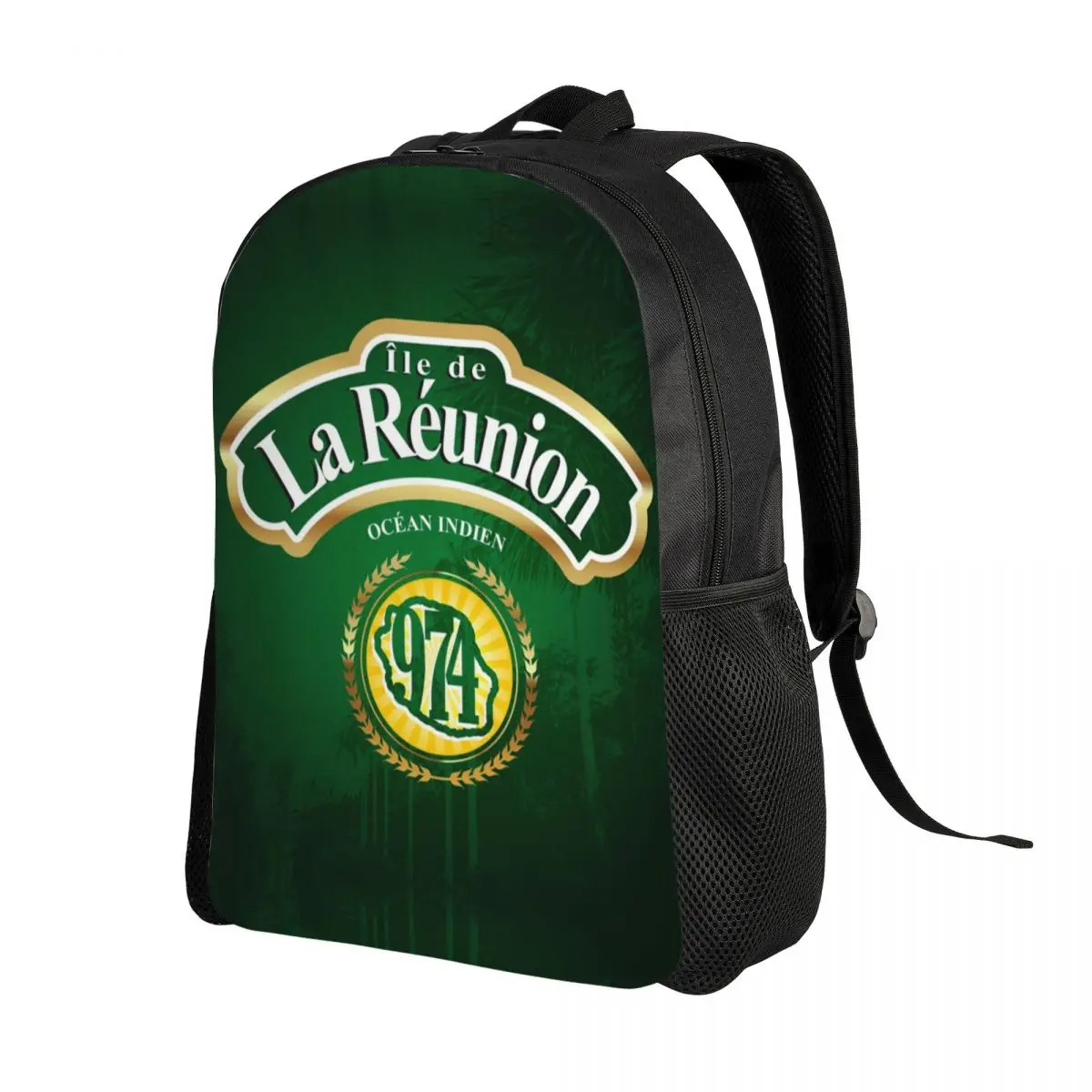 Personalized 974 Reunion Island Backpack Men Women Casual Bookbag for School College Margouillat Isle Beach Indian Ocean Bags