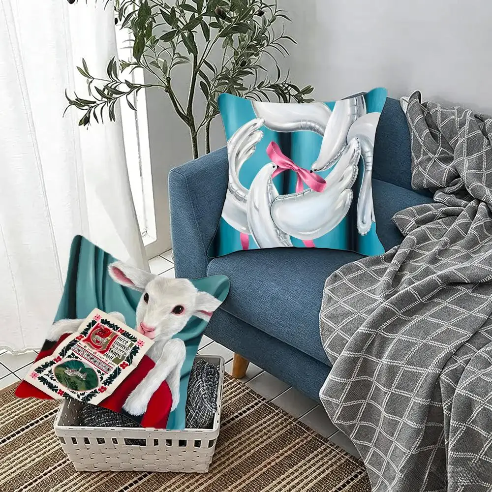 Whimsical Fantastical S-Surreal Childhood Dream Cushion Cover Fluffy velvet Nordic style plush Living room sofa decorative