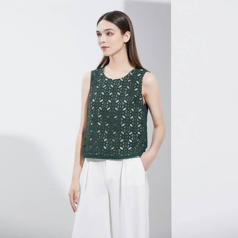 

Летний кружевной ажурный топ из смеси хлопка k een, женский жилет, модная дышащая повседневная одежда