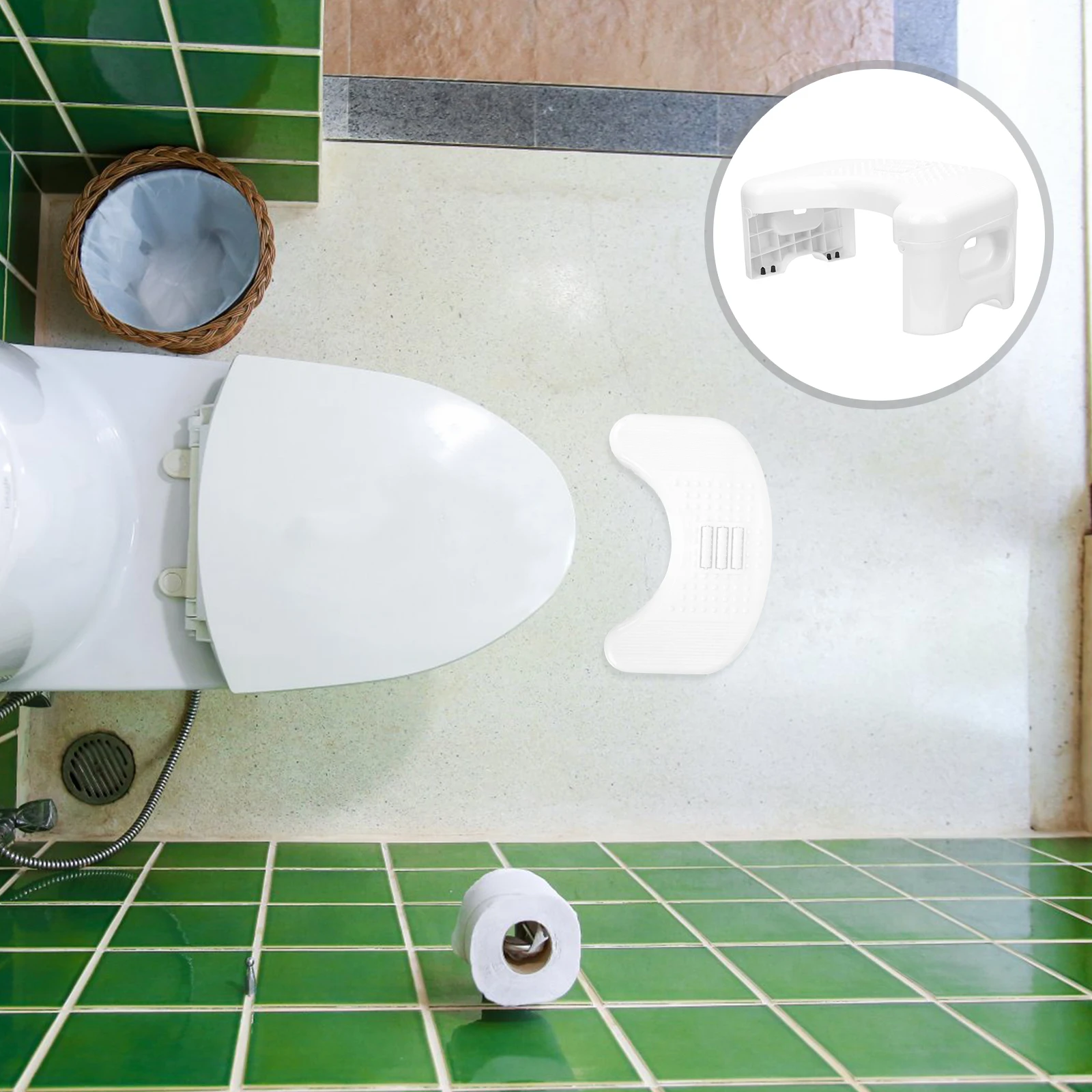 

Plastic Footstool Toilet Stepping Stool Kids Bathroom Stools White Folding Poop Potty Support Tool Pedicure Rest Stand Up Aids