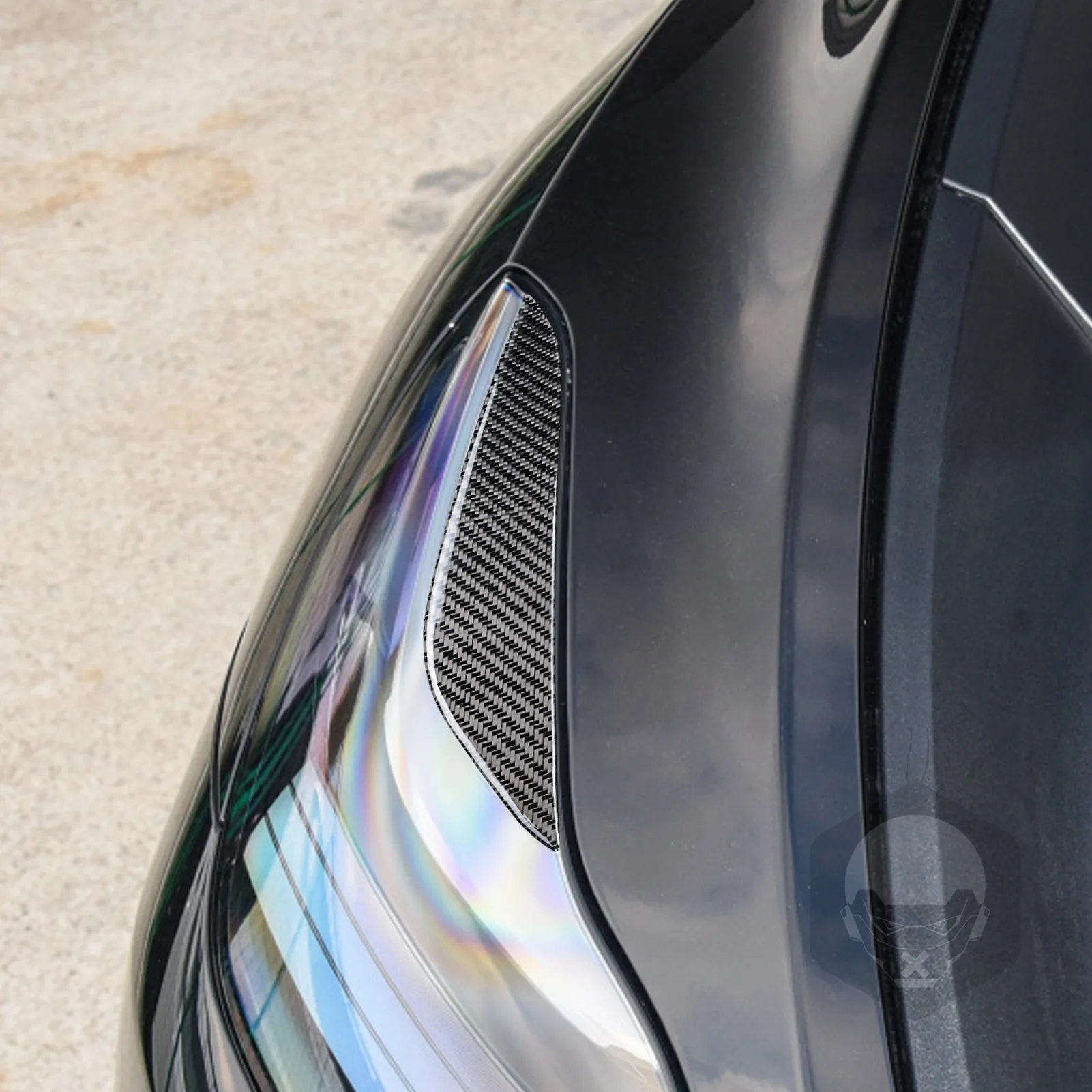 For Tesla Model Y 2020-2024 Model 3 2017-2022 Real Carbon Fiber Front Headlight Eyebrow Panel Trim Cover Car Accessories Sticker view 2