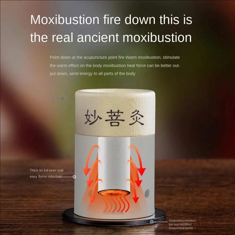 Protable Moxa Box Paper Stickers Moxibustion Sticks Chinese Heating Therapy Moxa Tube Acupuncture Roll Burner Reuse