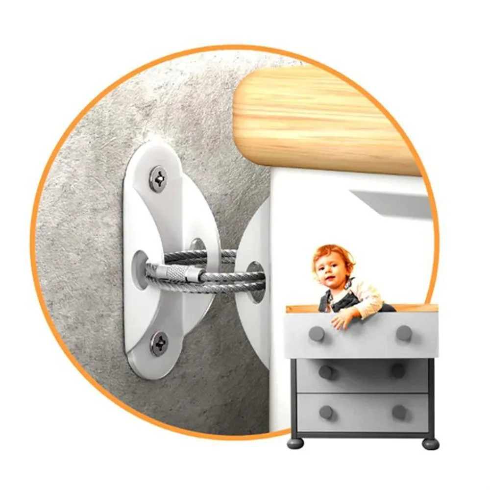 Metal Furniture Anti-falling Fixator Furniture Anchor Wardrobes Shelf Cabinet Fixer Protection Adjustable Anti Tip