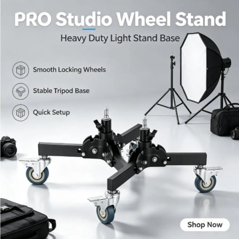 Photography Heavy-duty Ground Light Frame with Pulley Folding All Metal Live Broadcast Room Fill Light Three Legged Low Bracket