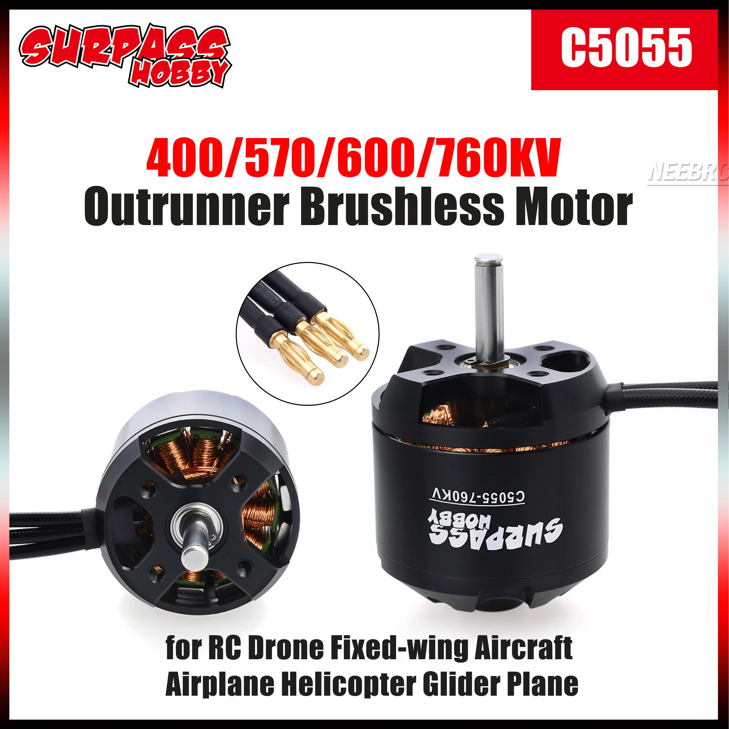 

SURPASS HOBBY C5055 Brushless 400/570/600/760KV Outrunner Motor for RC Drone Fixed-wing Aircraft Airplane Helicopter Plane Parts