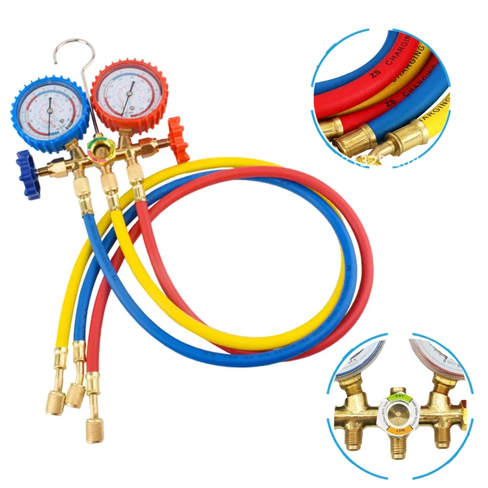 Hose And Hook Manifold Gauge 9.1 * 6.9 * 3.7in AirConditioning Diagnostic Service Hose And Hook Manifold Gauge