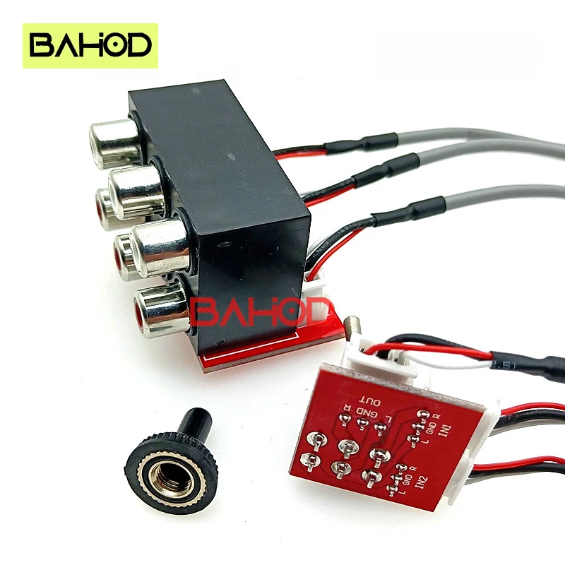 BAHOD Two Ways Dual Channel Stereo RCA 1 In 2 Out Or 1 Out 2 In AV Audio Signal Source Select Switching Board + Cable