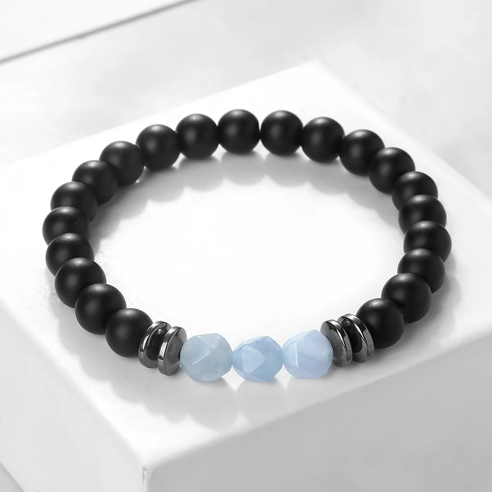 Мужской браслет из бисера, черный оникс, нерегулярный натуральный тигровый глаз, камень, кварц, аметист, эластичный браслет, женский браслет для йоги, ювелирные изделия на запястье